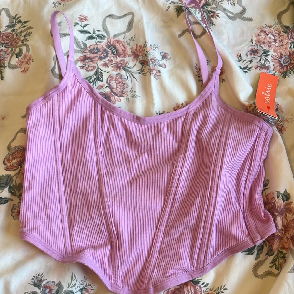 Adorable beautiful pink/purple corset tank. NWT!!